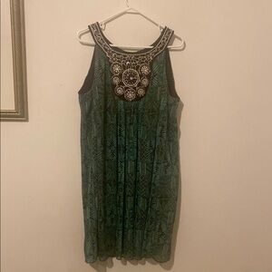 Dress Barn Green Embellished Mini Dress
